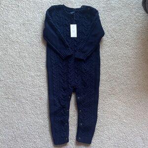 GAP Navy Cable-Knit Baby Romper Sweater